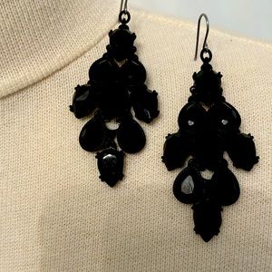 Black Jewel Drop Earrings.  Measures 2 1/2” from top to bottom jewel.